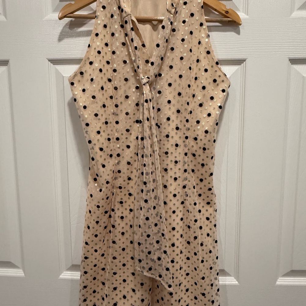 Robbie Bee Cream and Black Polka Dot Backless Dress